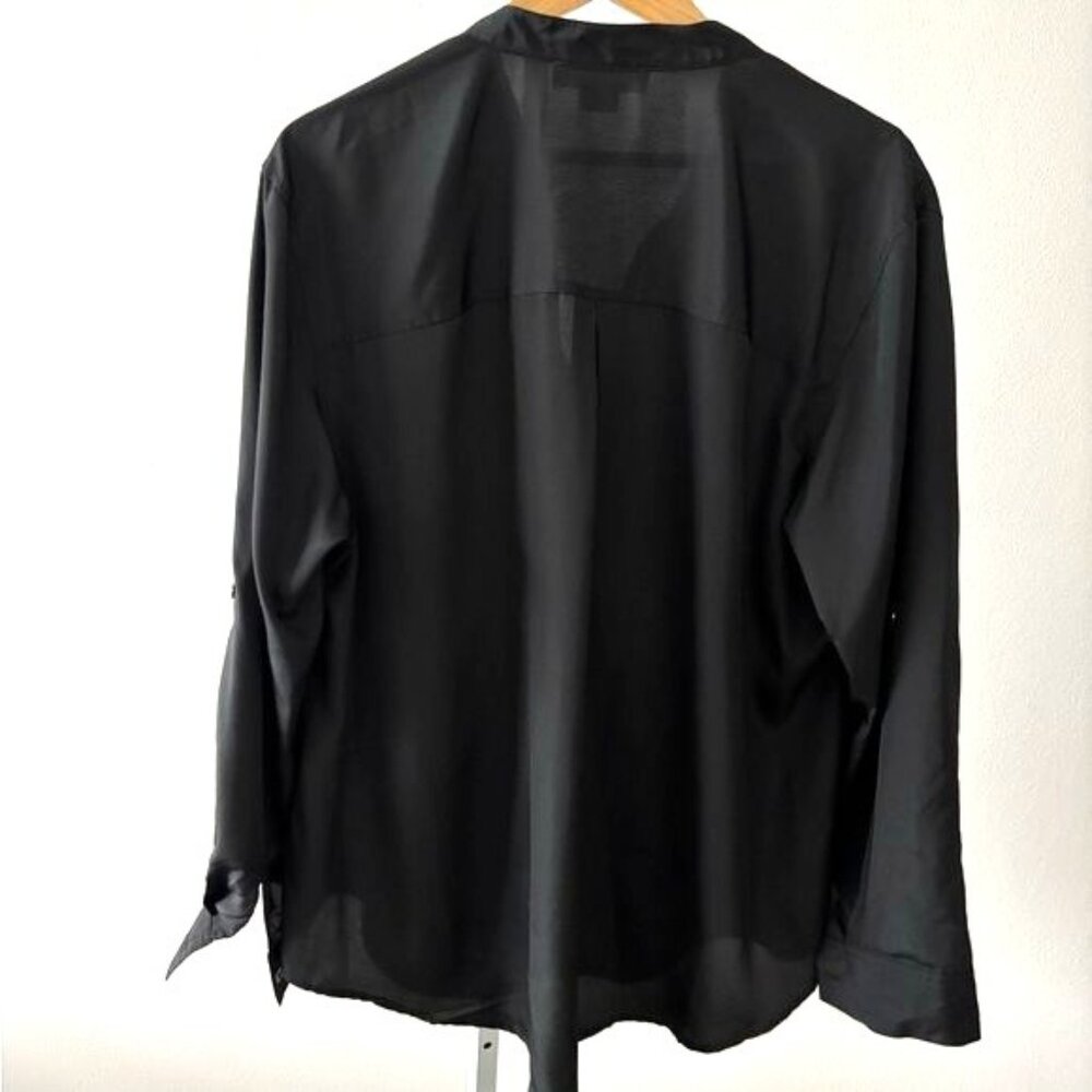 Michael Kors Blouse 2X Zip Pockets V Neck Quiet Luxury Dark Academia Soft Girl - Picture 2 of 12